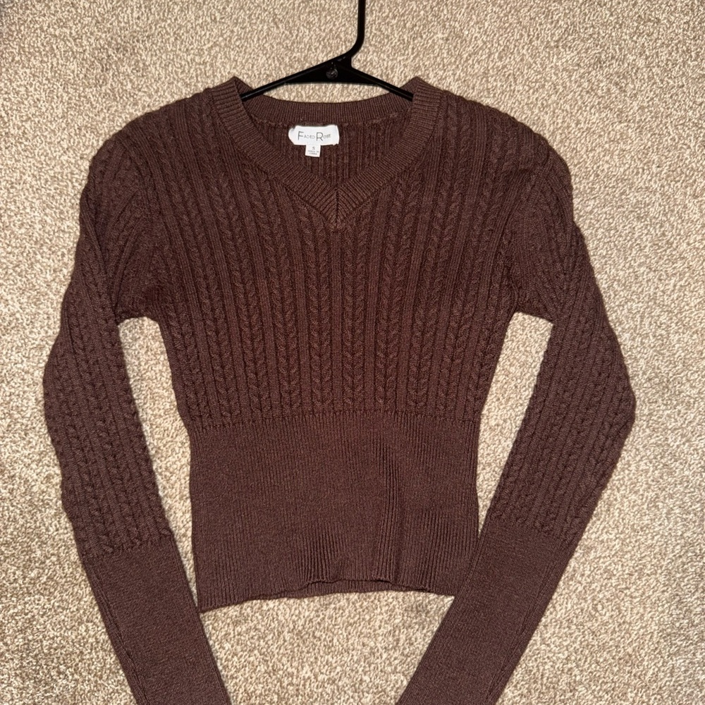 Foxcroft Women's V-Neck Brown Sweater